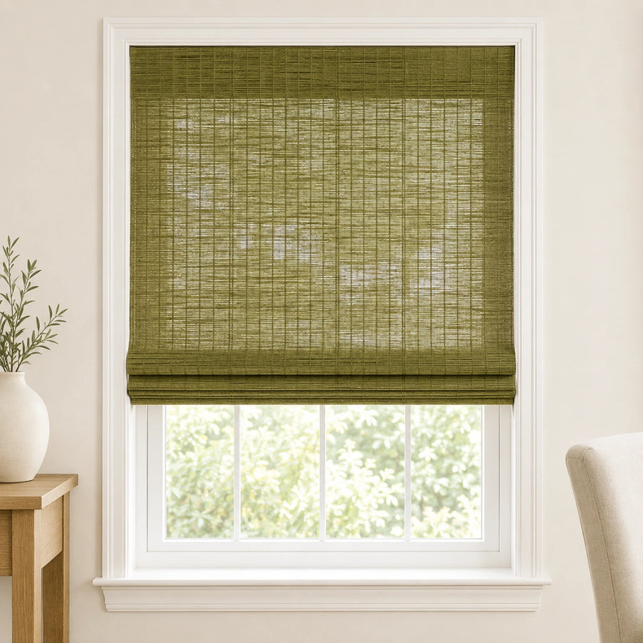 Custom Ivy Olive Green Top Down Bottom Up Bamboo Shades - Top Down Bottom Up - Olive Green SLJU-22