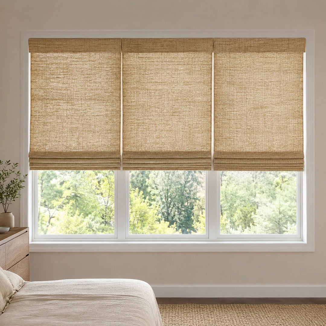 Custom Natural 3 Shades on 1 Headrail Bamboo Shades - 3 Shades on 1 Headrail - 3 Shades on 1 Headrail NU-01