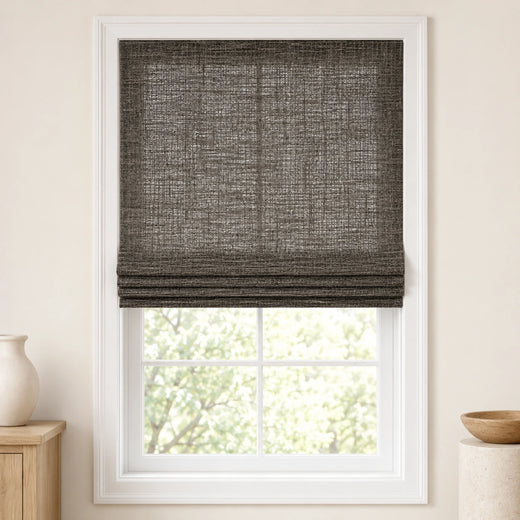 Custom Natural Black Gray Woven Bamboo Shades - Standard - Black Gray NU-04