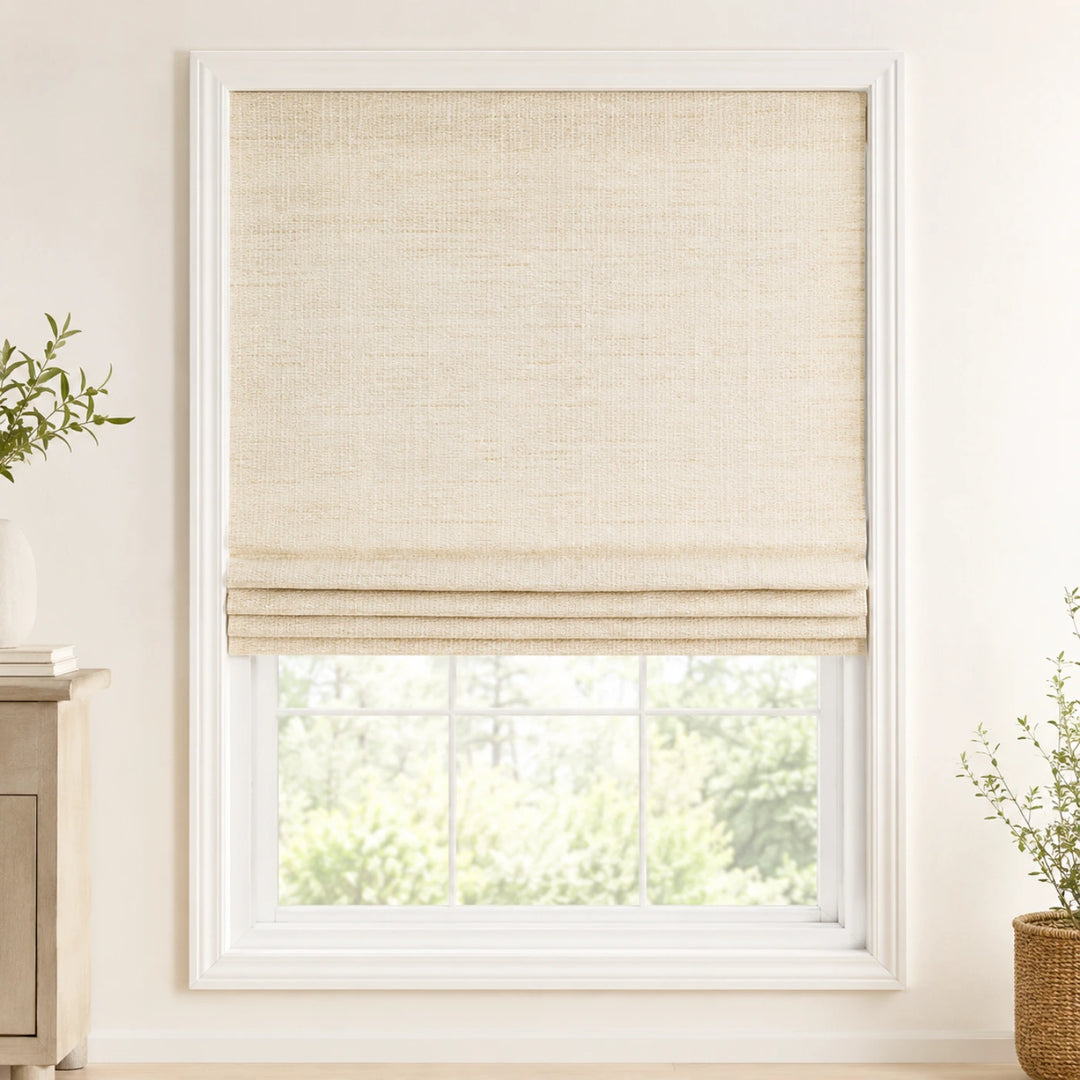 Custom Natural Coconut White Woven Bamboo Shades - Standard - Coconut White NU-02