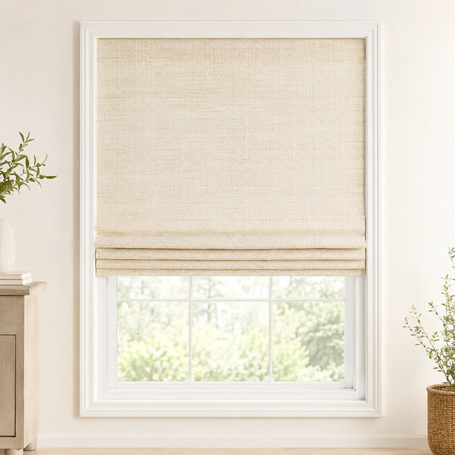 Custom Natural Coconut White Woven Bamboo Shades - Standard - Coconut White NU-02