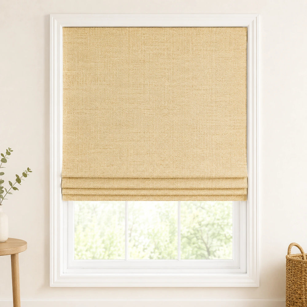 Custom Natural Oatmeal Yellow Woven Bamboo Shades - Standard - Oatmeal Yellow NU-01