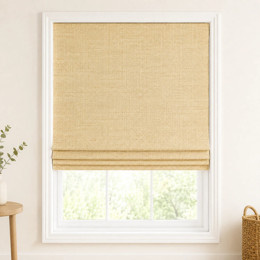 Custom Natural Oatmeal Yellow Woven Bamboo Shades - Standard - Oatmeal Yellow NU-01
