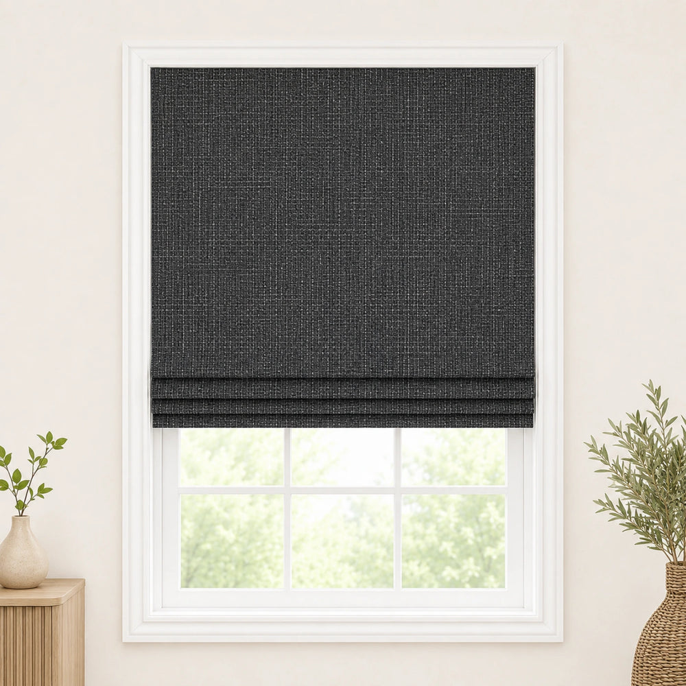 Custom Natural Black Gray Top Down Bottom Up Bamboo Shades - Top Down Bottom Up - Black Gray NU-04
