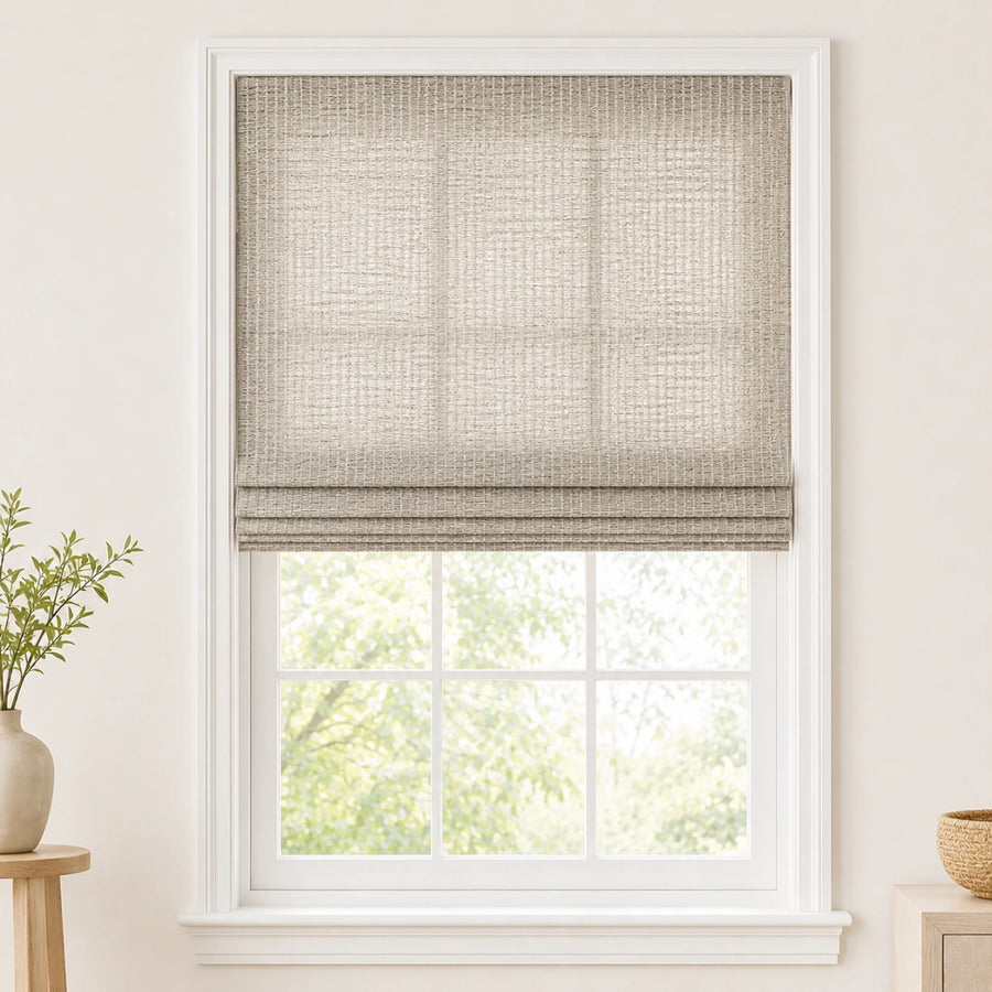 Custom Natural Sesame Gray Top Down Bottom Up Bamboo Shades - Top Down Bottom Up - Sesame Gray NU-10