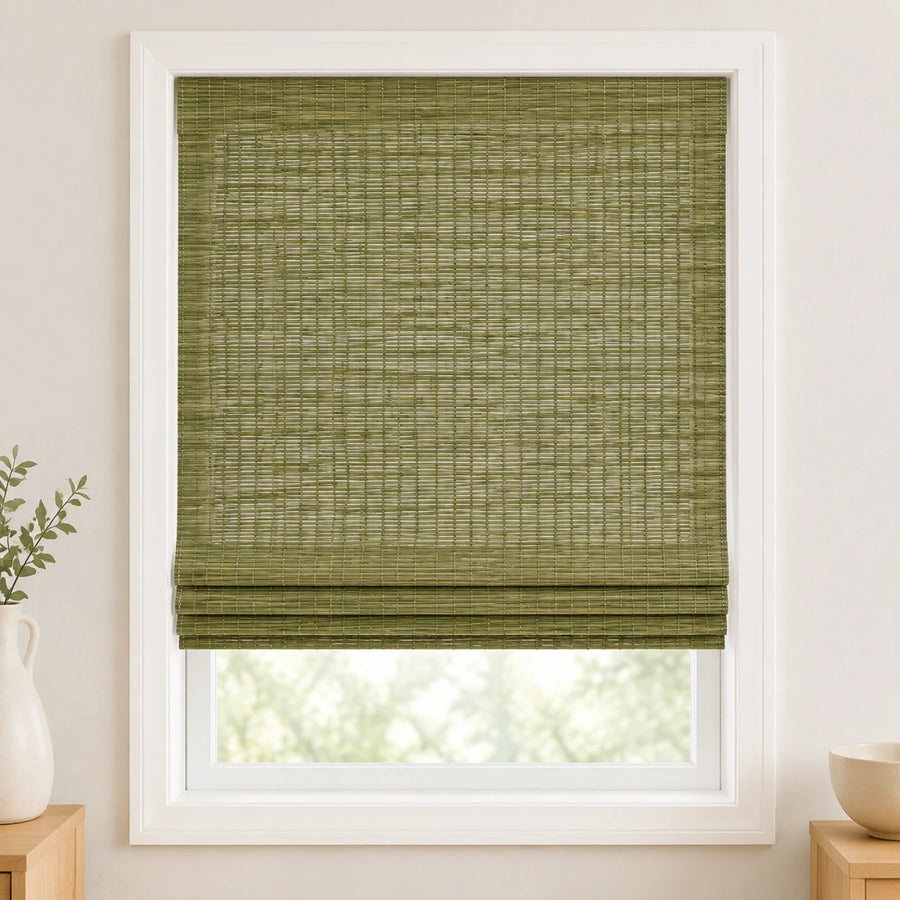 Custom Nomi Avocado Woven Bamboo Shades - Standard - Avocado NA1323