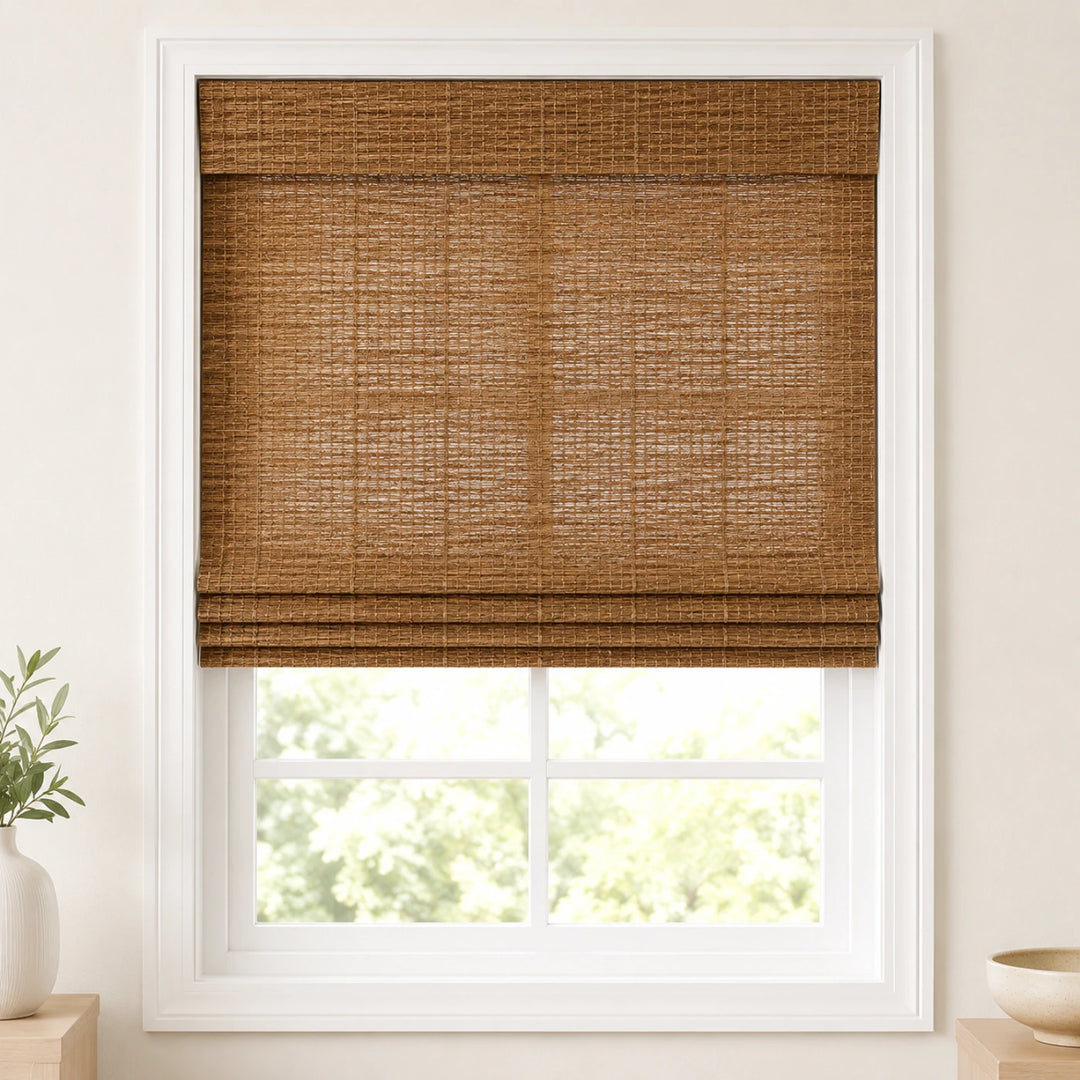 Custom Nomi Brown Woven Bamboo Shades - Standard - Brown NA2003