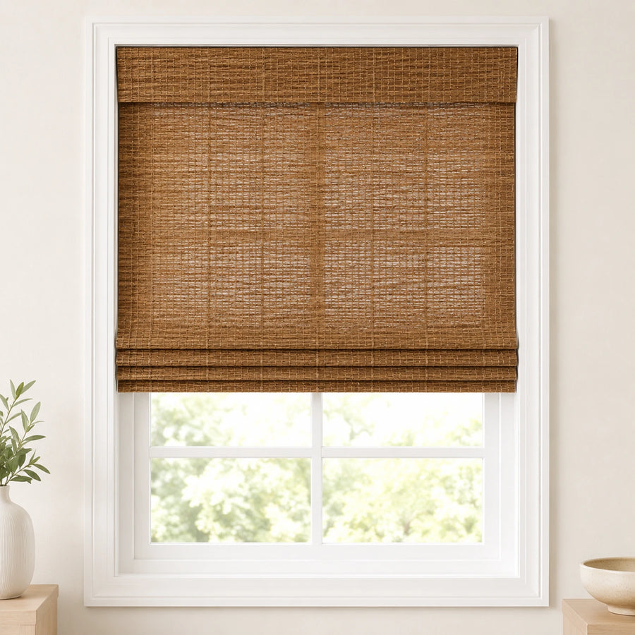 Custom Nomi Brown Woven Bamboo Shades - Standard - Brown NA2003