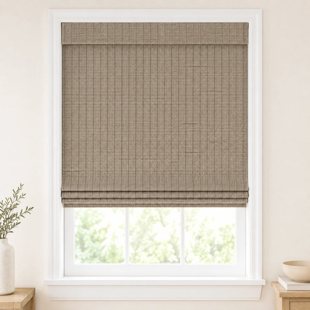 Custom Nomi Cobblestone Woven Bamboo Shades - Standard - Cobblestone NA5302