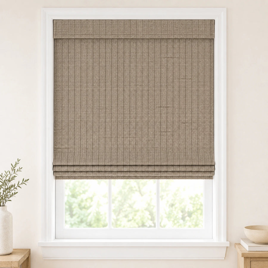 Custom Nomi Cobblestone Woven Bamboo Shades - Standard - Cobblestone NA5302