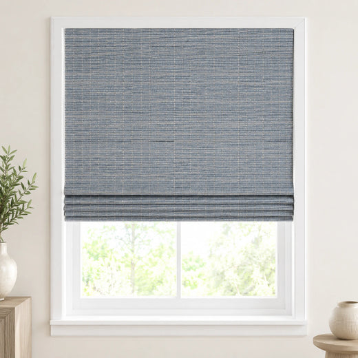 Custom Nomi Grayish Blue Woven Bamboo Shades - Standard - Grayish Blue NA0822