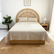 100% Linen Quilted Bedspread Solid - Fredesigner