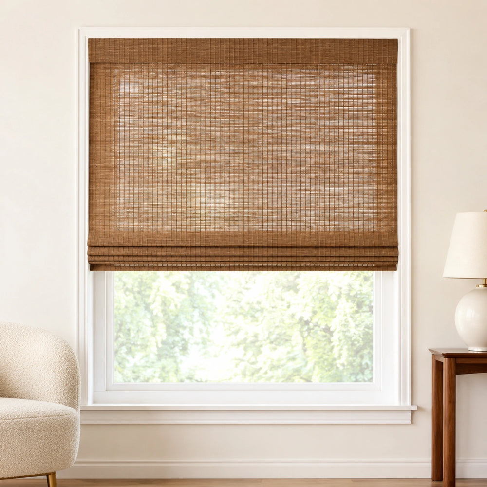 Custom Nomi Coffee Top Down Bottom Up Bamboo Shades - Top Down Bottom Up - Coffee NA019