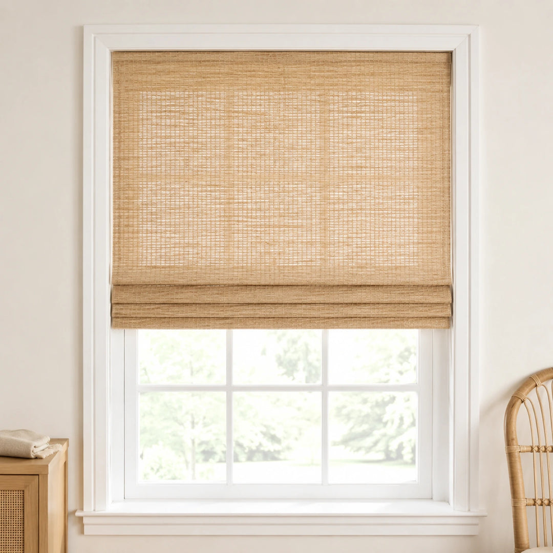 Custom Nomi Light Brown Top Down Bottom Up Bamboo Shades - Top Down Bottom Up - Light Brown NA0812