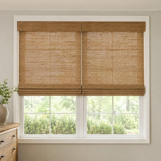 Custom Ramie 2 Shades on 1 Headrail Bamboo Shades - 2 Shades on 1 Headrail - 2 Shades on 1 Headrail D15-04