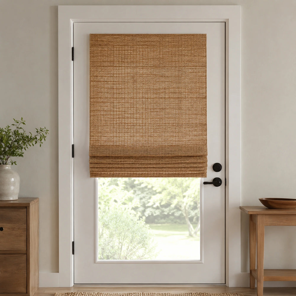 Custom Ramie French Door Bamboo Shades