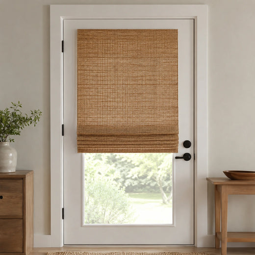 Custom Ramie French Door Bamboo Shades