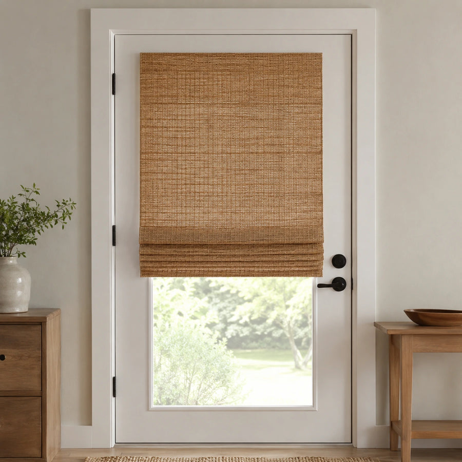 Custom Ramie French Door Bamboo Shades