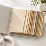 Ramie Bamboo Shade Sample Book - woven material swatches in natural ramie, jute, bamboo, and linen tones
