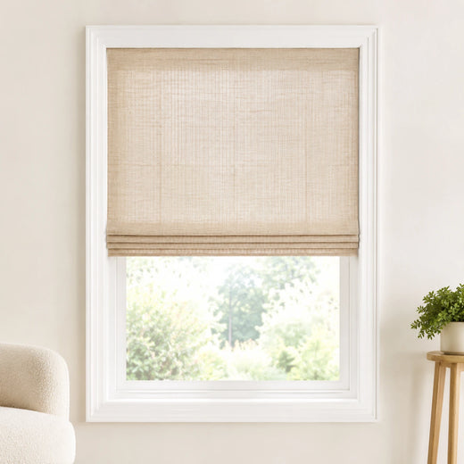 Custom Ramie Beige Woven Bamboo Shades - Standard - Beige 390