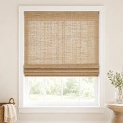 Custom Ramie Beige Brown Woven Bamboo Shades - Standard - Beige Brown DHZ-01