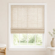 Custom Ramie Beige White Woven Bamboo Shades - Standard - Beige White 390-02