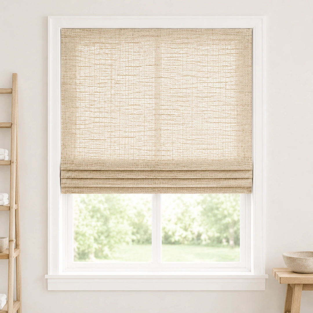 Custom Ramie Cashew Woven Bamboo Shades - Standard - Cashew D11-01