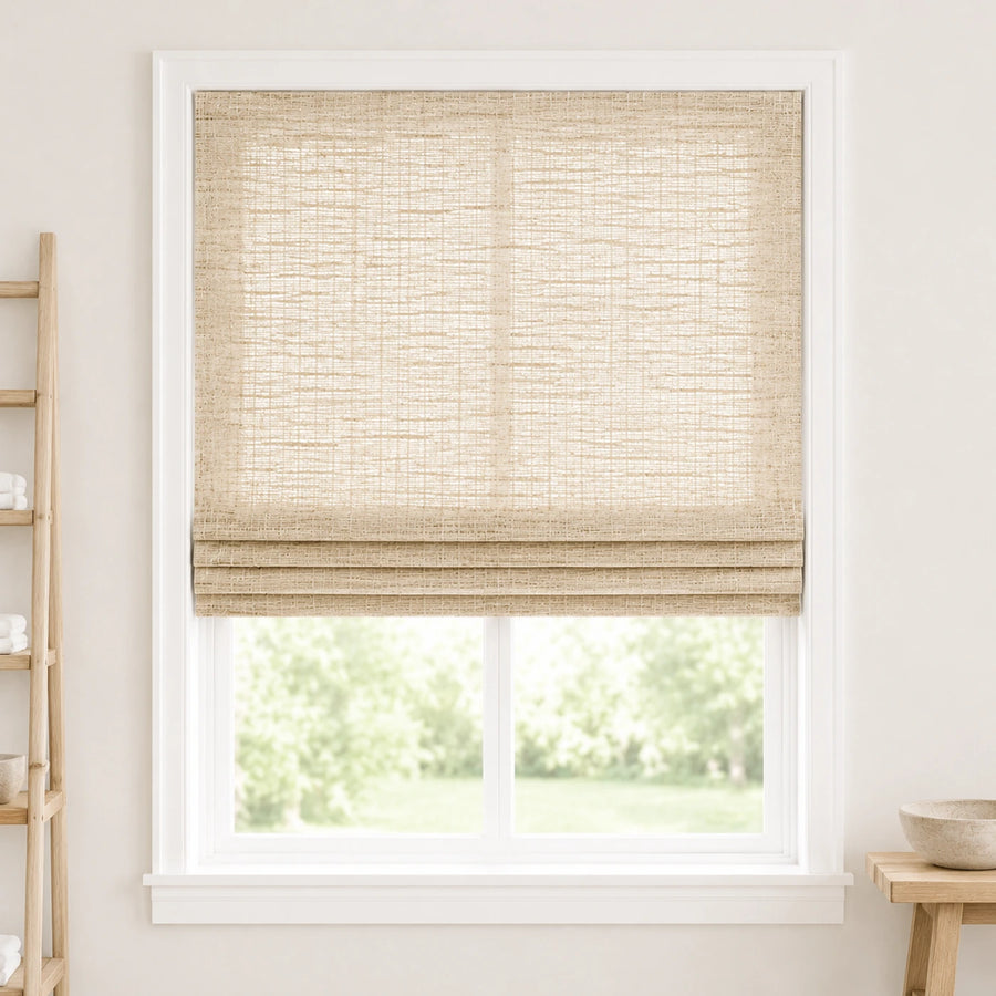 Custom Ramie Cashew Woven Bamboo Shades - Standard - Cashew D11-01