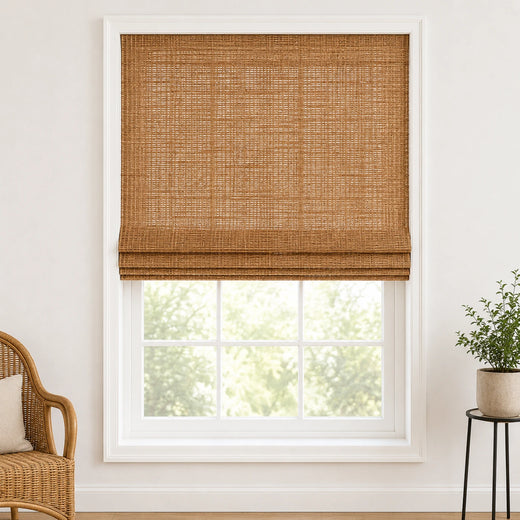 Custom Ramie Cinnamon Woven Bamboo Shades - Standard - Cinnamon 0833N
