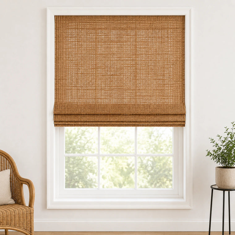 Custom Ramie Cinnamon Woven Bamboo Shades - Standard - Cinnamon 0833N