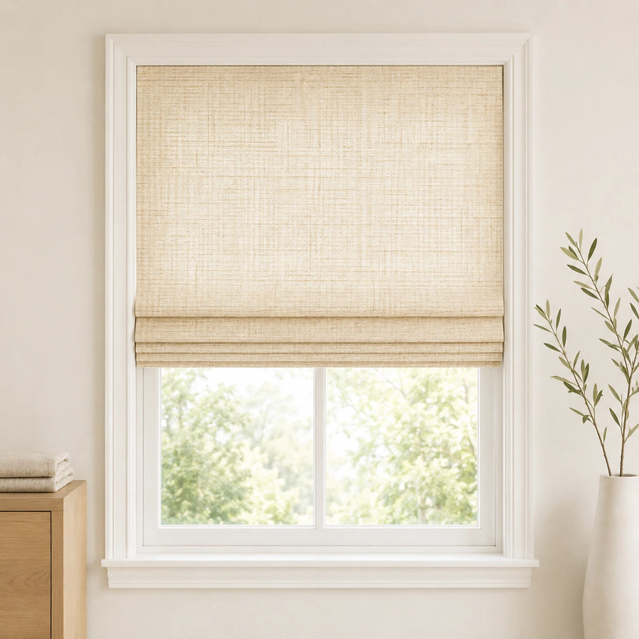 Custom Ramie Cream Woven Bamboo Shades - Standard - Cream D13-02