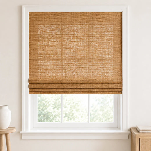 Custom Ramie Honeynut Woven Bamboo Shades - Standard - Honeynut D15-04