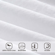 3-Pieces 100% Linen White Solid Duvet Cover Set - Fredesigner