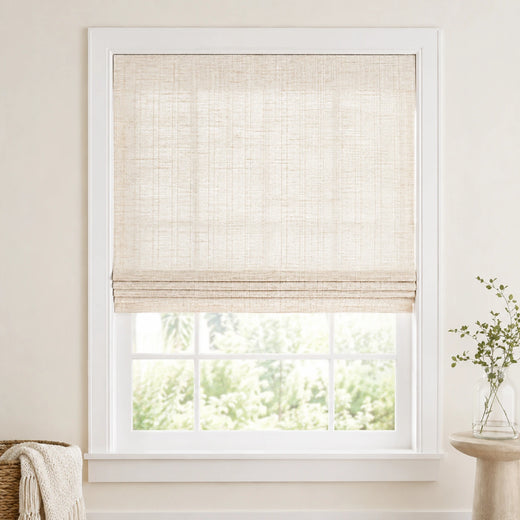 Custom Ramie Marble White Woven Bamboo Shades - Standard - Marble White DMC02-01