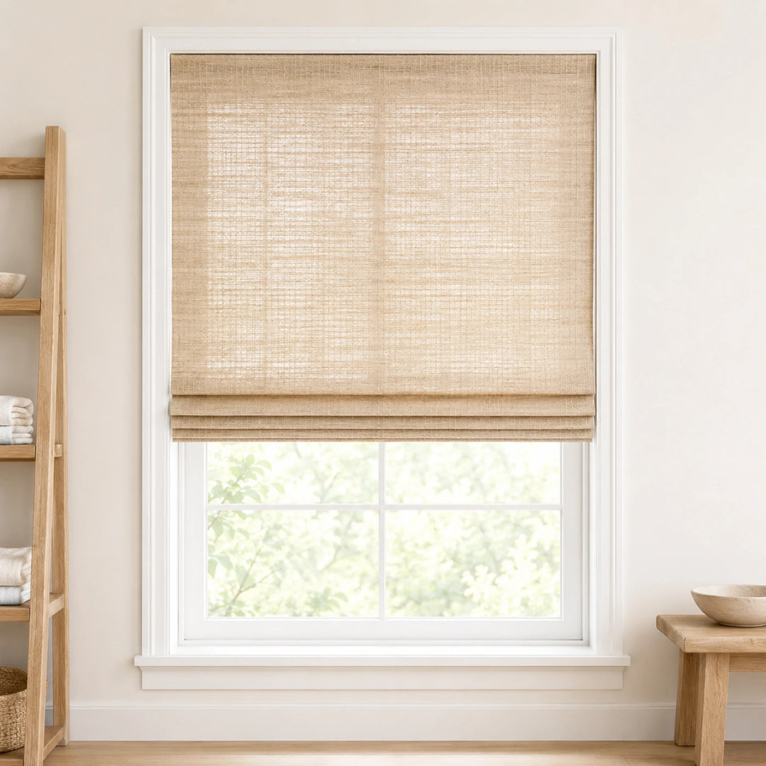 Custom Ramie Almond Top Down Bottom Up Bamboo Shades - Top Down Bottom Up - Almond E427