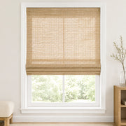 Custom Ramie Beige Brown Top Down Bottom Up Bamboo Shades - Top Down Bottom Up - Beige Brown DHZ-01