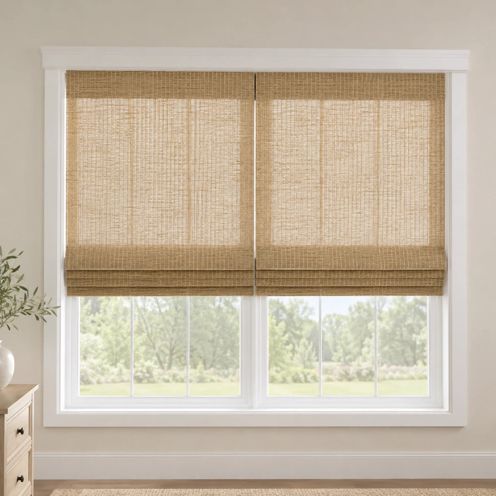 Custom Willow 2 Shades on 1 Headrail Bamboo Shades - 2 Shades on 1 Headrail - 2 Shades on 1 Headrail W07-1