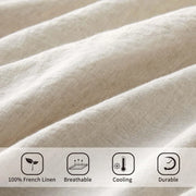 3-Pieces 100% Linen Beige Solid Duvet Cover Set - Fredesigner