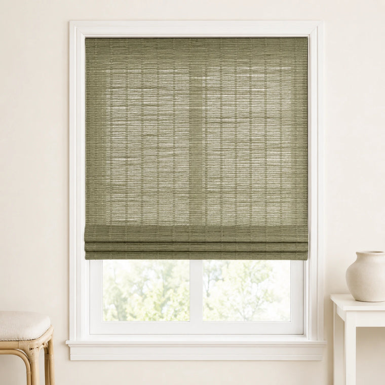 Custom Willow Gray Green Woven Bamboo Shades - Standard - Gray Green W07-2