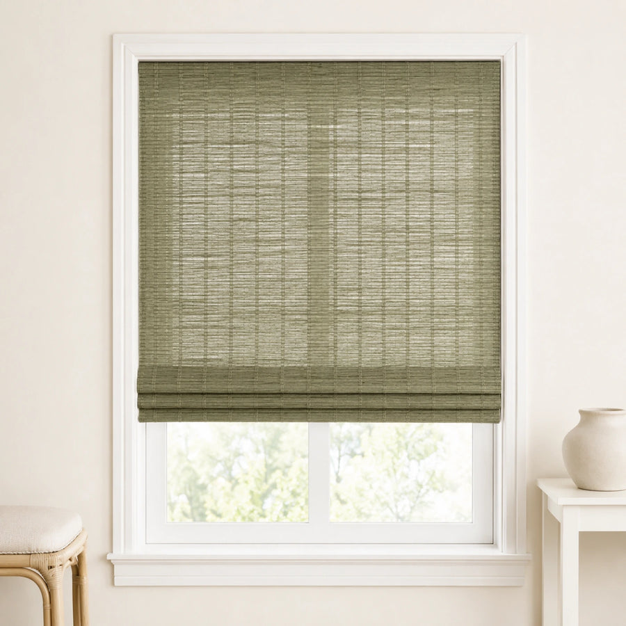 Custom Willow Gray Green Woven Bamboo Shades - Standard - Gray Green W07-2
