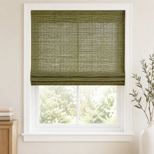 Custom Willow Olive Woven Bamboo Shades - Standard - Olive W07-5