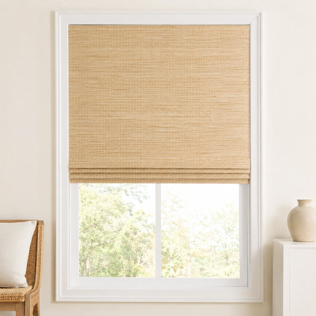Custom Willow Buff Top Down Bottom Up Bamboo Shades - Top Down Bottom Up - Buff W07-11