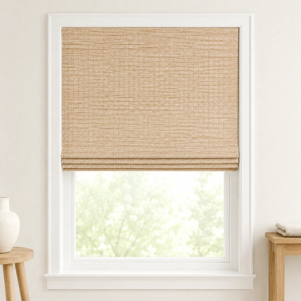 Custom Willow Oat Top Down Bottom Up Bamboo Shades - Top Down Bottom Up - Oat W07-8