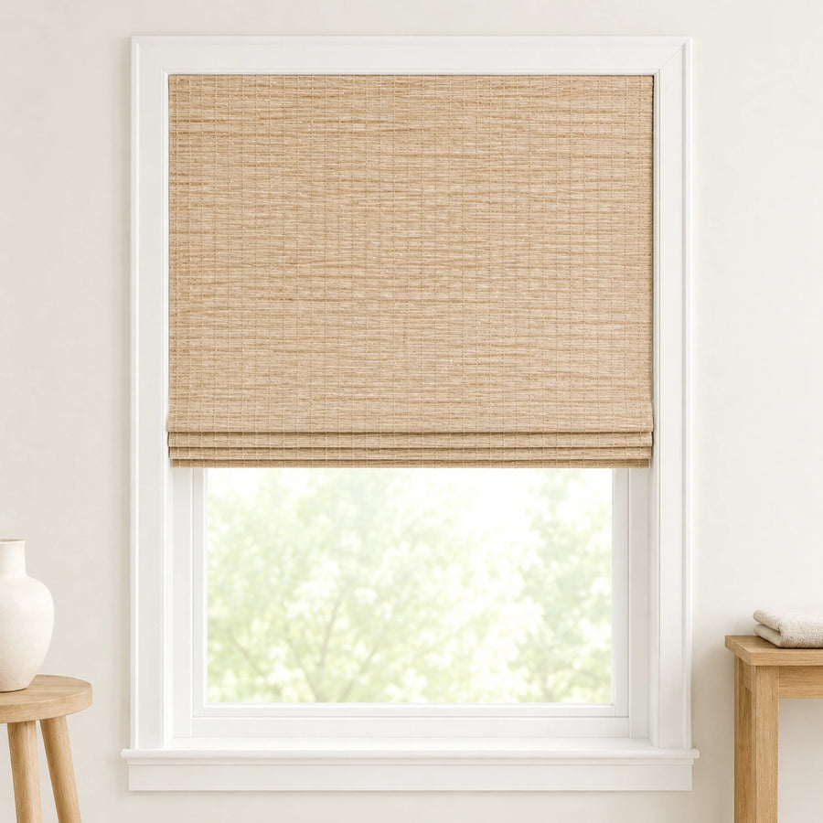 Custom Willow Oat Top Down Bottom Up Bamboo Shades - Top Down Bottom Up - Oat W07-8