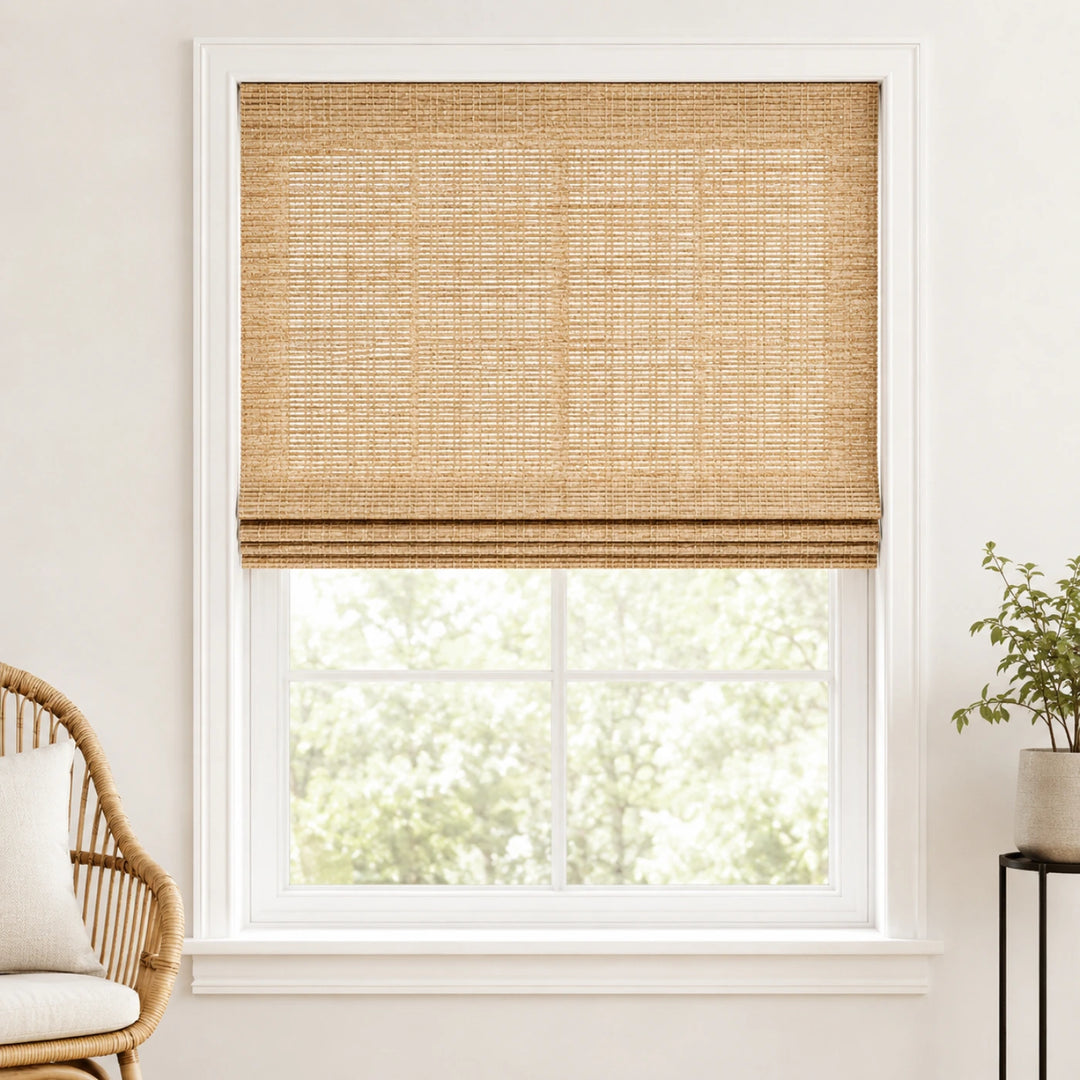 Custom Willow Wheat Top Down Bottom Up Bamboo Shades - Top Down Bottom Up - Wheat W07-1