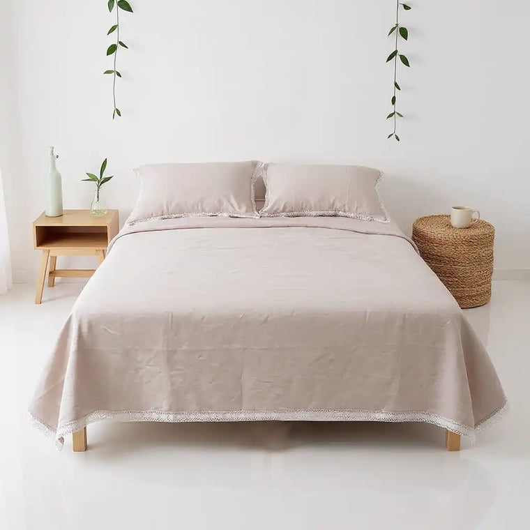 3-Pieces Comfy Breathable Bed Sheets Set Lace Edge - Fredesigner