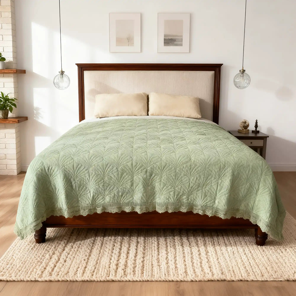 Lace Quilt Ruffled Lightweight Soft Bedspreads - Fredesigner
