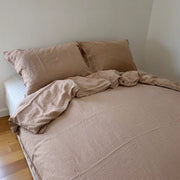 Solid Pink Lace-Trimmed Duvet Cover - Fredesigner