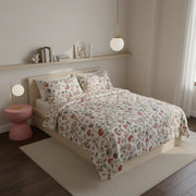 Vintage Floral Print Cotton Linen Bedding 3-Piece Set - Fredesigner