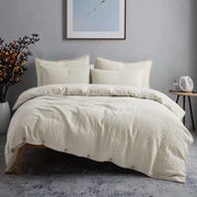 3-Pieces 100% Linen Beige Solid Duvet Cover Set - Fredesigner